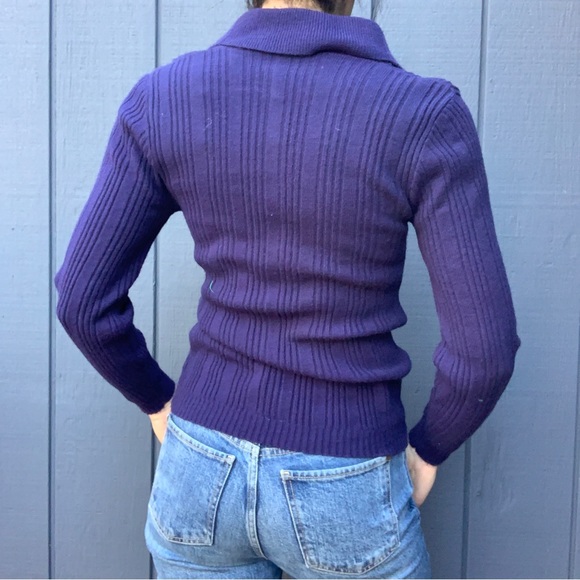 Vintage ribbed polo style sweater top - Picture 4 of 4